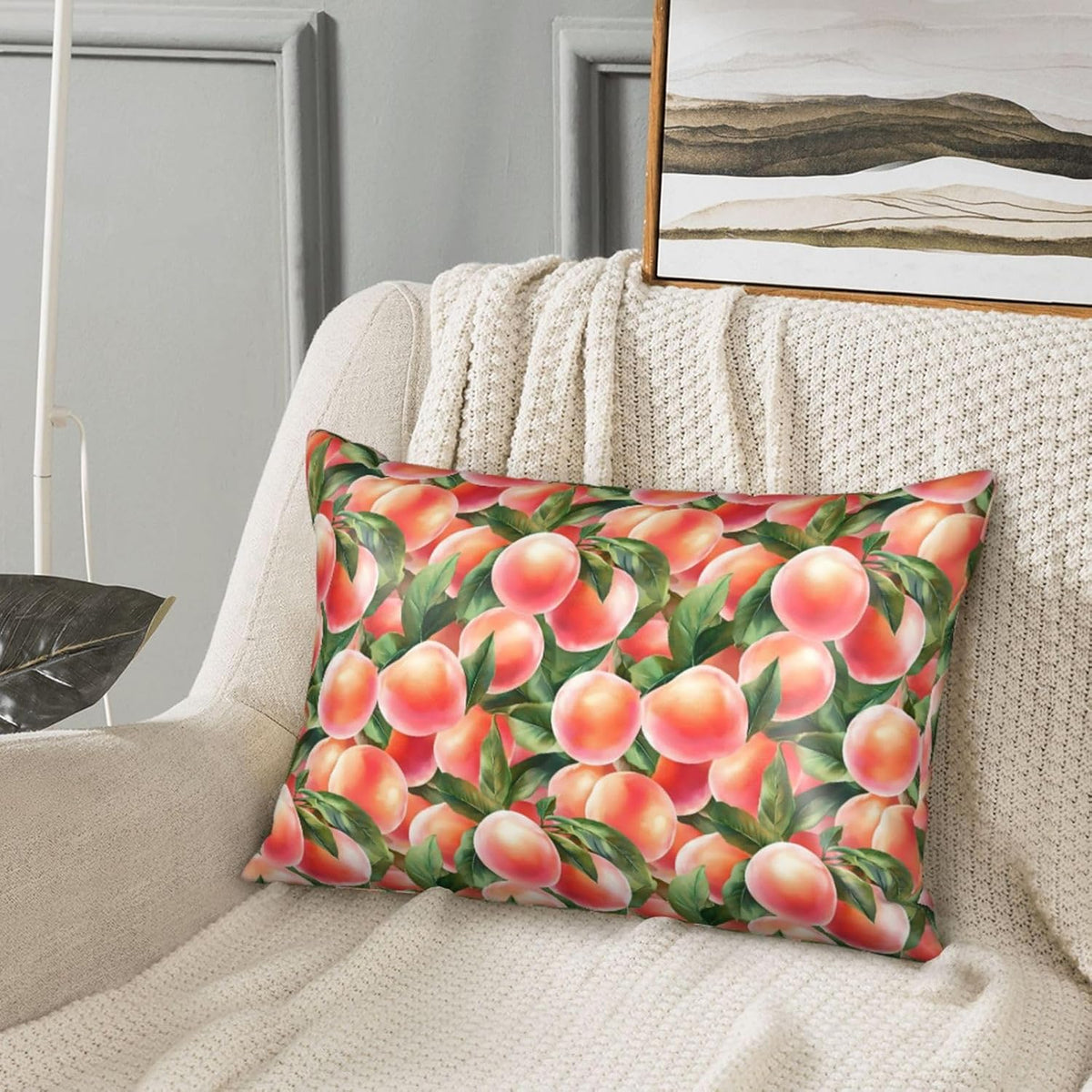 Pink Peach Fruit Cute Satin Pillowcase with Zipper for Hair and Skin Decorative Pillow Covers Queen Size 20x30 in for Bed(Without Inserts)