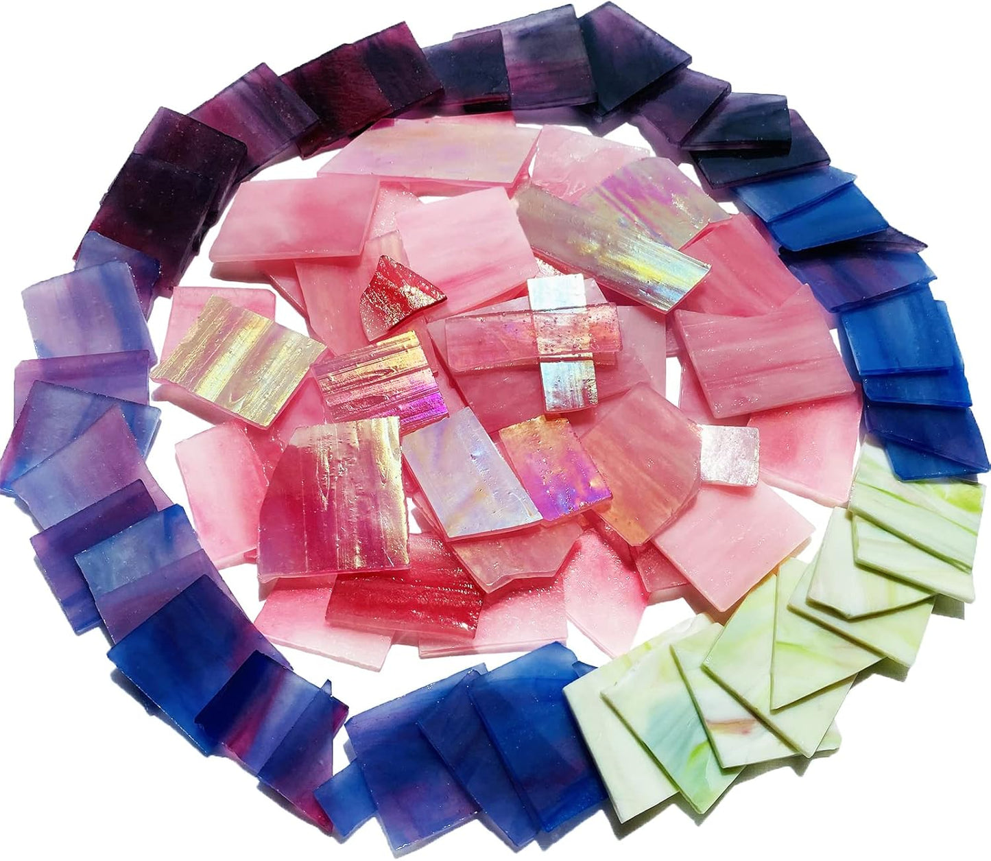 Pink and Purple Glass Mosaic Tiles, Irregular Stained Glass Scraps Sheets, Mosaic Pieces for Crafts, 35oz/1kgs Value Pack