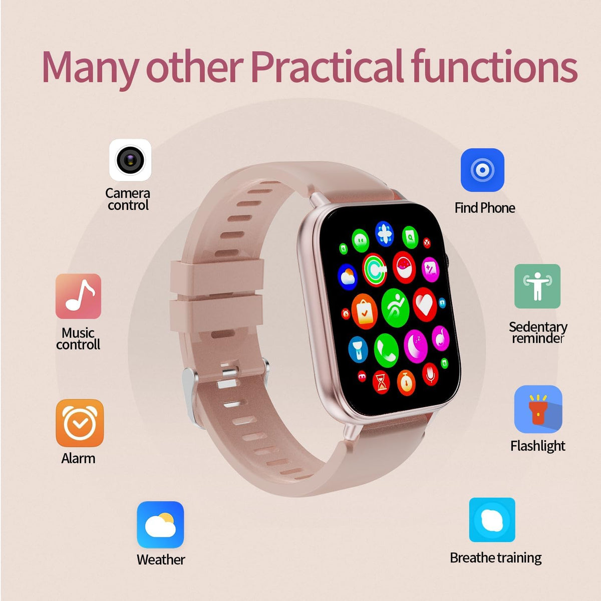 Smart Watch for Women, 1.85" HD Touchscreen Smartwatches with Message Call Function, 100+ Sports Modes IP68 Fitness Tracker, 24/7 Heart Rate/Sleep Monitor Fitness Watch for Android iOS Pink(2025)
