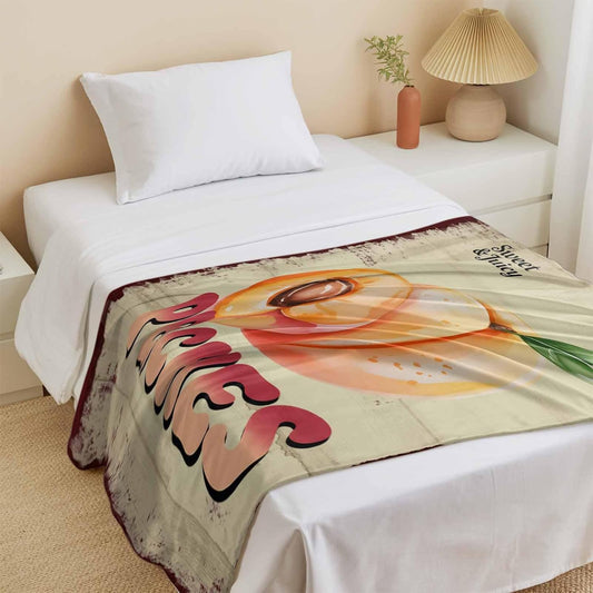 Cooling Blanket for Hot Sleepers, Pink Peaches Lightweight Breathable Summer Blanket, Vintage Farmhouse Botanical Fruit Leaves Double-Side Cool Throw Blankets for Sleeping Travel, 40"x60"