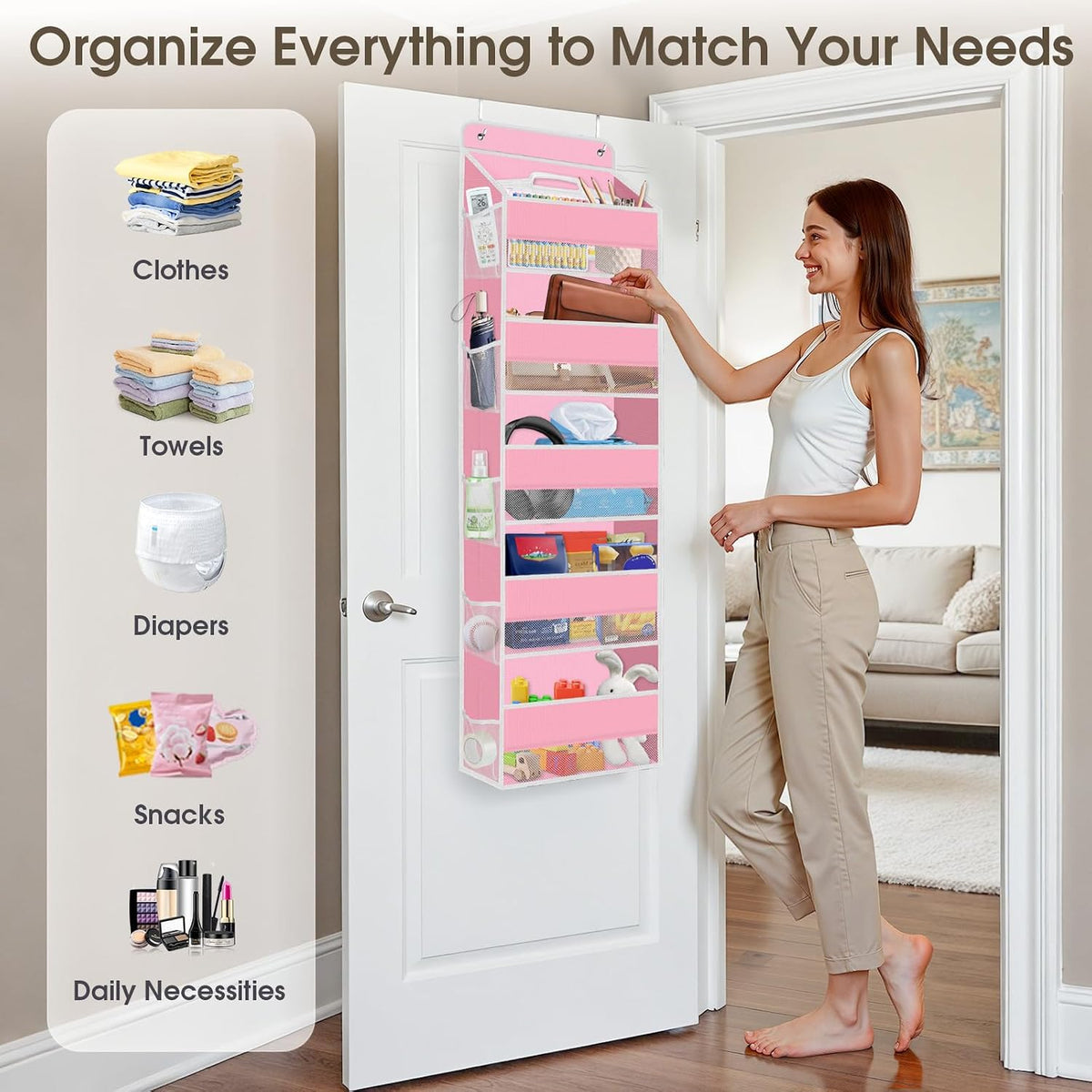 1Pack Over The Door Organizer Large Capacity Hanging Storage Room Organizer