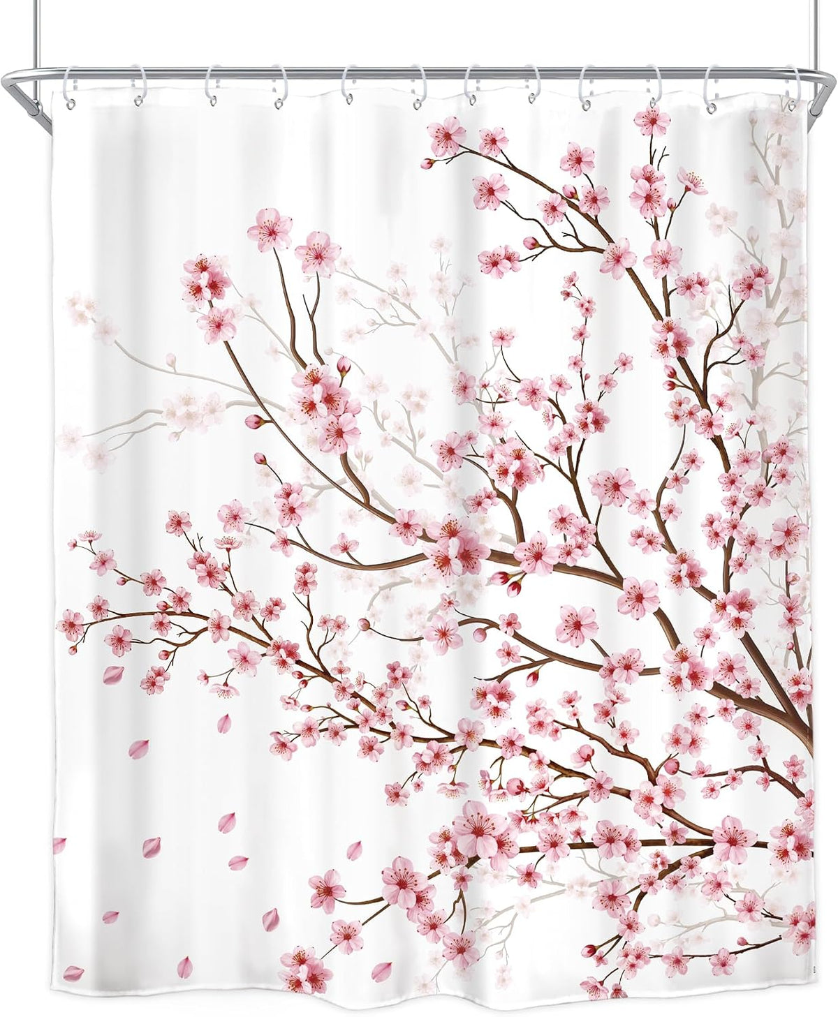 Pink Cherry Blossom Plum Asian Shower Curtain Japanese 60Wx72H Inch Decor