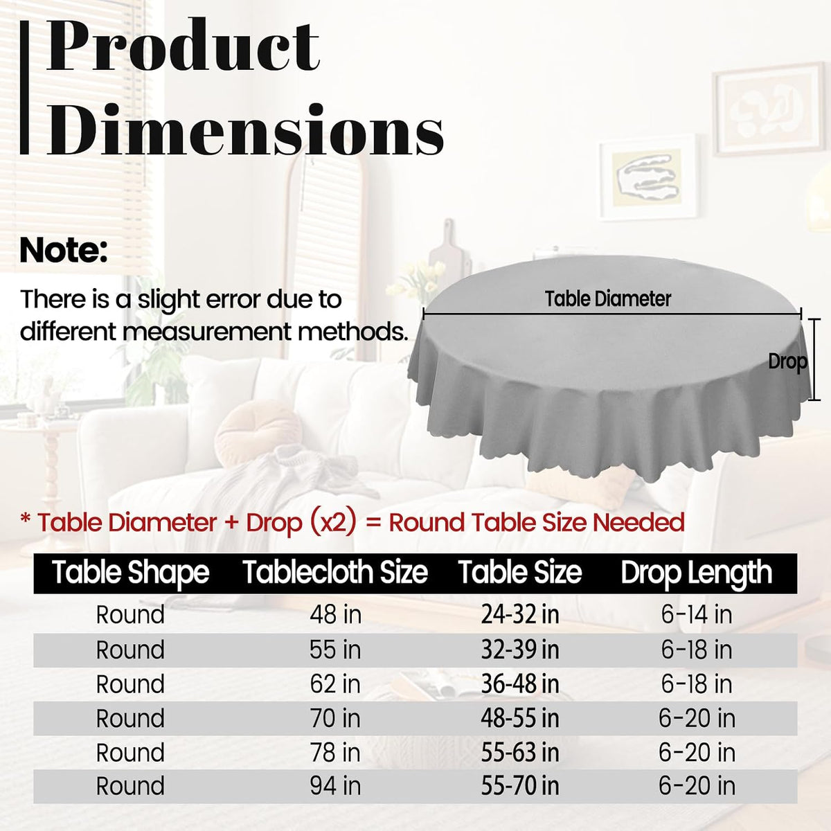 Round Waterproof 48 Inch Tablecloth with Handmade Tassel Solid Washable Table Cloth for Kitchen Dining Home Decoration (Pink, 70inch, Tassel)