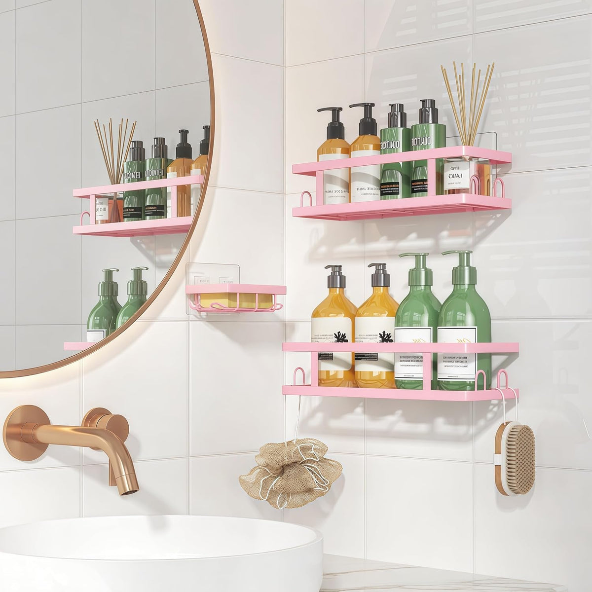 Pink Shower Caddy, 3 Pack