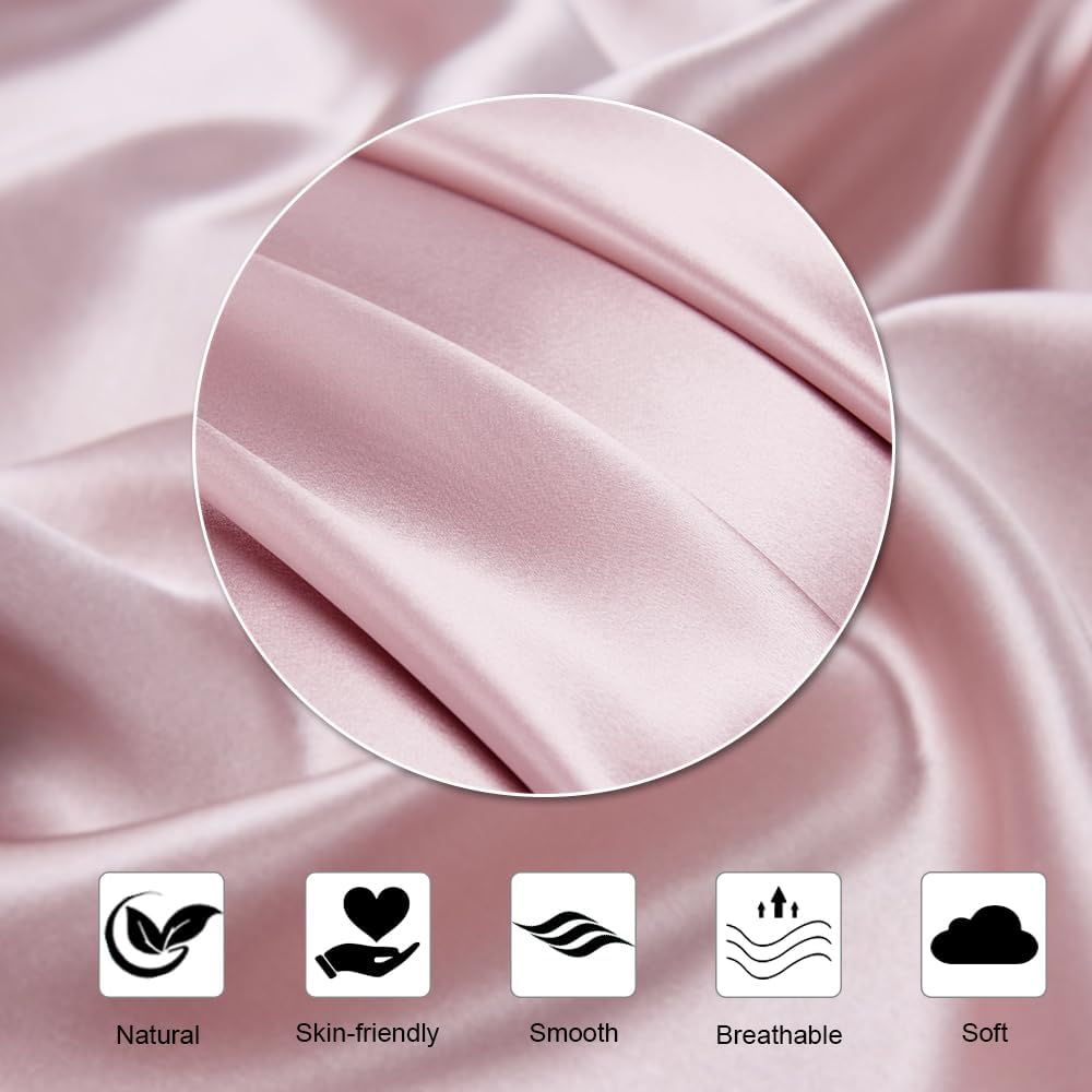 21 Momme 100% Mulberry Silk Pillow Case Standard 20x26, Soft Pink