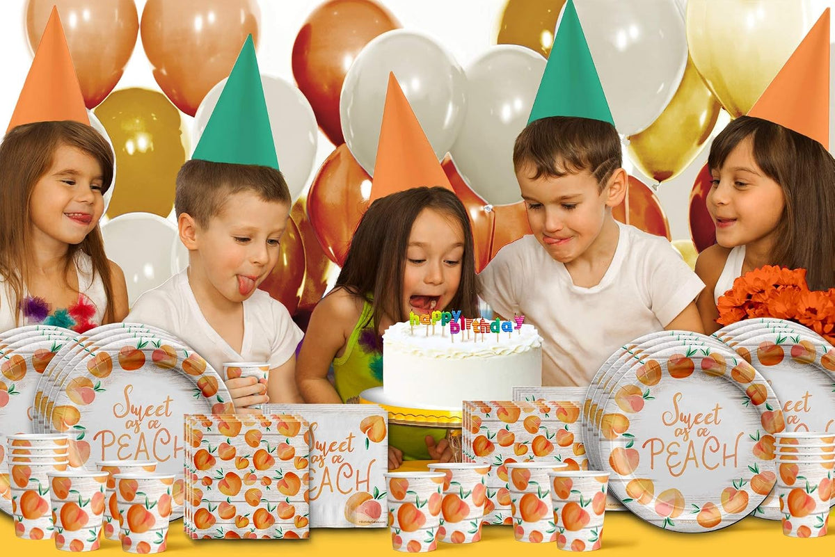 Sweet as a Peach Party Supplies Set Plates Napkins Cups Tableware Kit for 16
