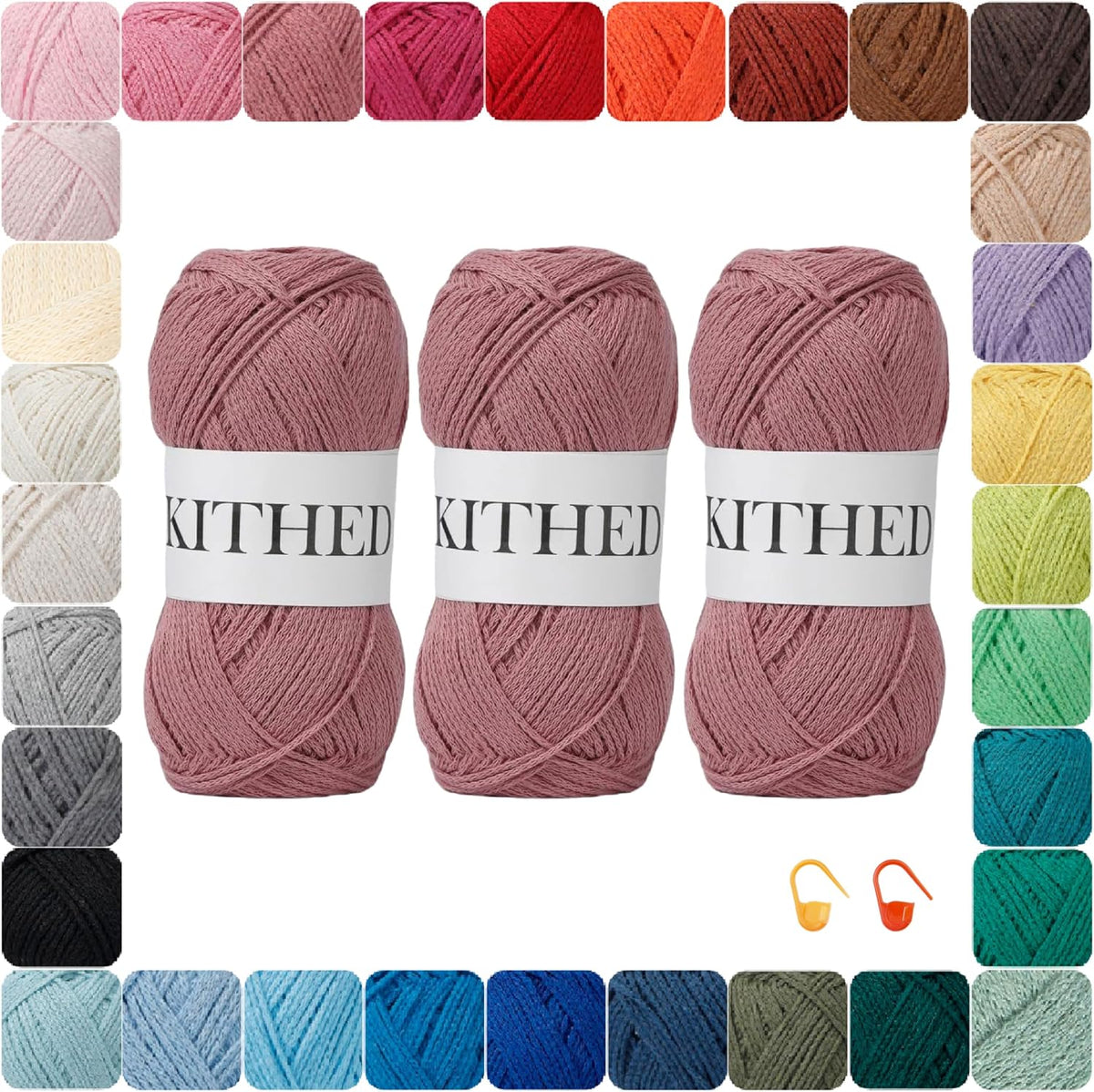 Cotton Chainette Yarn,4 Medium (Worsted)-10oz,3 Pack,Knitting Yarn for Beginners,Thicker for Crocheting and Knitting (31 Orchid Pink)