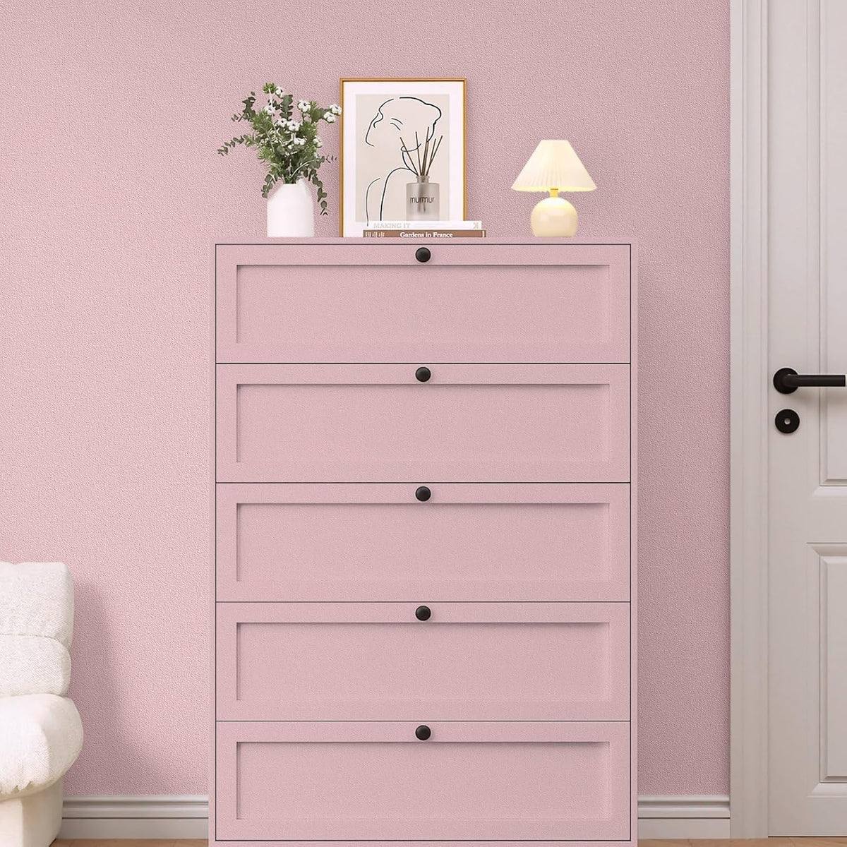 Pink Wallpaper Peel and Stick Pink Contact Paper 17.7''×118''Removable Self-Adhesive Wallpaper Matte Contact Paper for Cabinets and Drawers Girls Bedroom Vinyl Roll