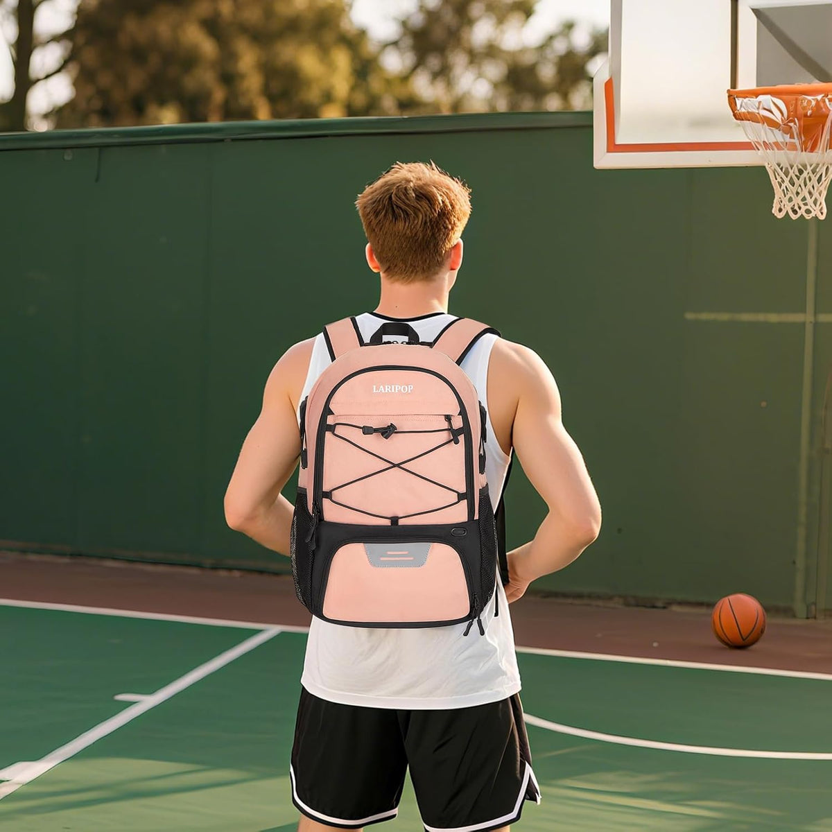 Basketball Backpack with Ball Compartment - Ventilated Shoe Pocket Fits US Size 15, Water Resistant 30L Sports Bag for Men Women Teen Athletes Practice Travel