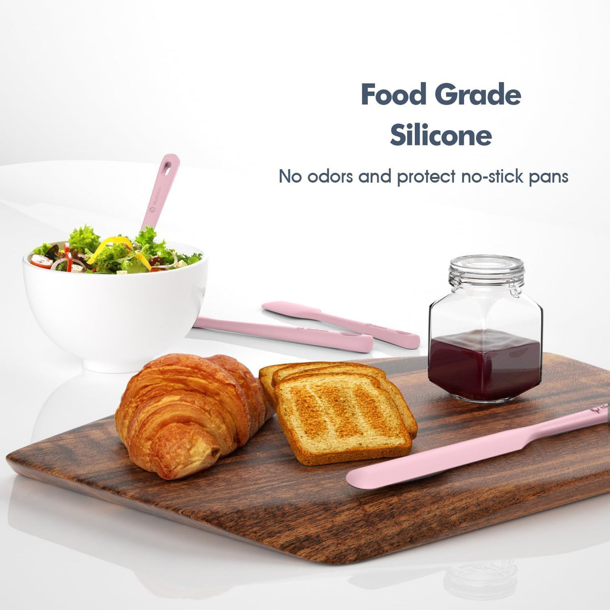 5 Pieces Silicone Spatulas Set, Heat Resistant Rubber Spatula