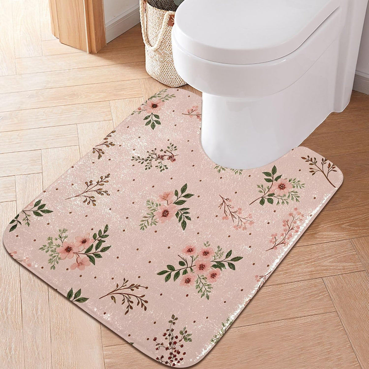 Elegant Flowers Pink Bathroom Mat Rug 24" x 16" Non Slip Super Absorbent Quick Dry Bath Mats for Bathtub Fluffy Rugs