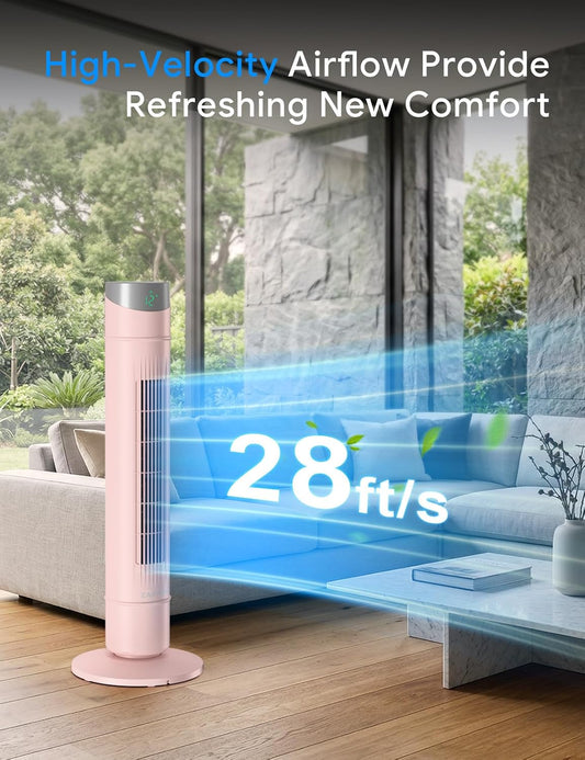 Smart Tower Fan for Bedroom,120° Oscillating Fans that Blow Cold Air