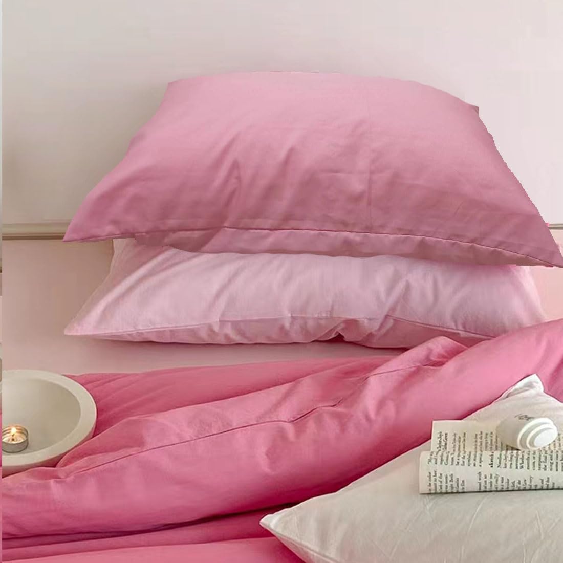 Premium Standard Pillowcases 4 Pack - Pink Queen - Ultra Soft 1800 Thread Count Microfiber- Double Brushed - Allergies Free - Wrinkle Resistant Pillowcase