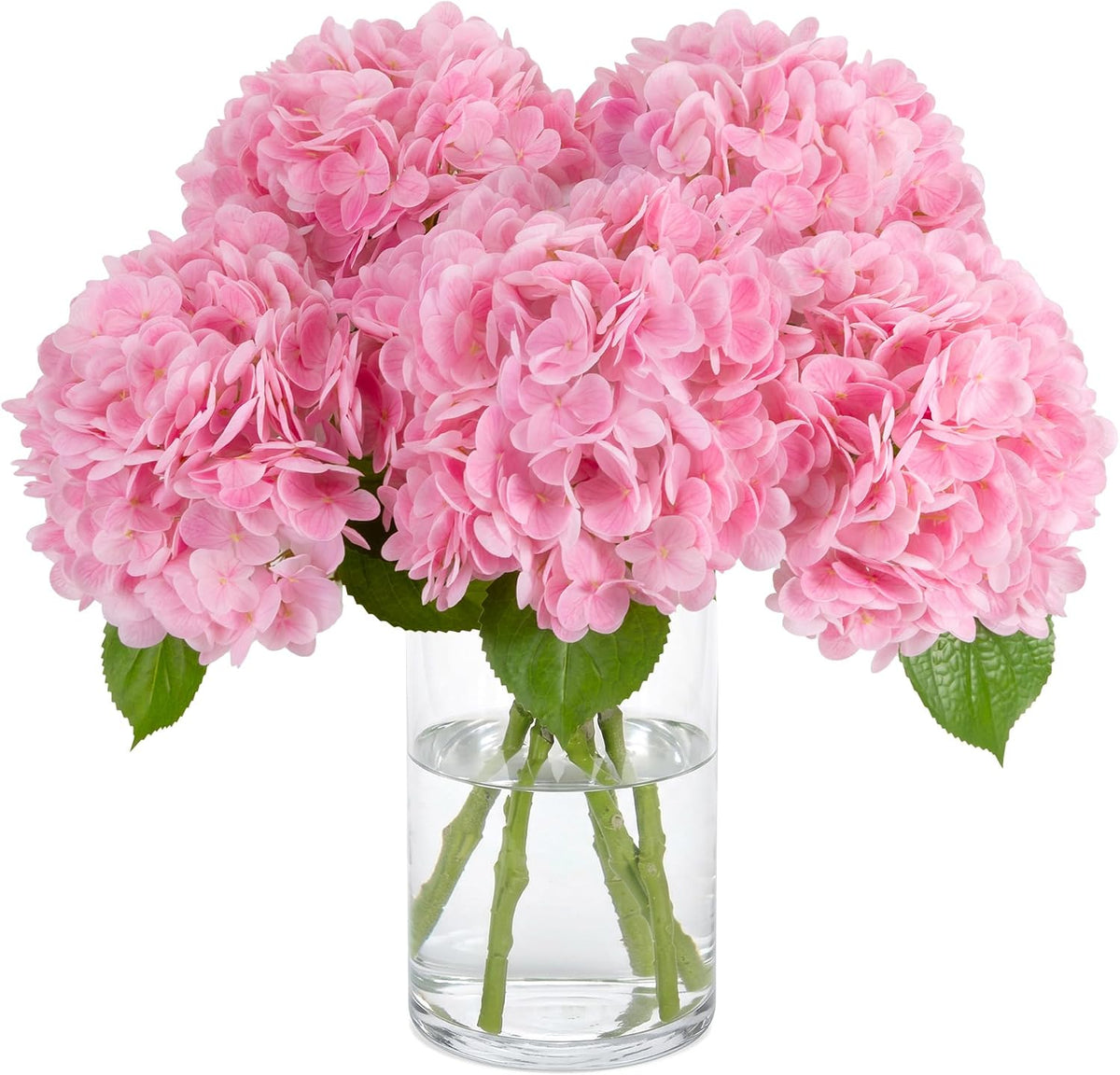 5Pcs Pink Hydrangea Artificial Flowers, 21in Faux Hydrangeas