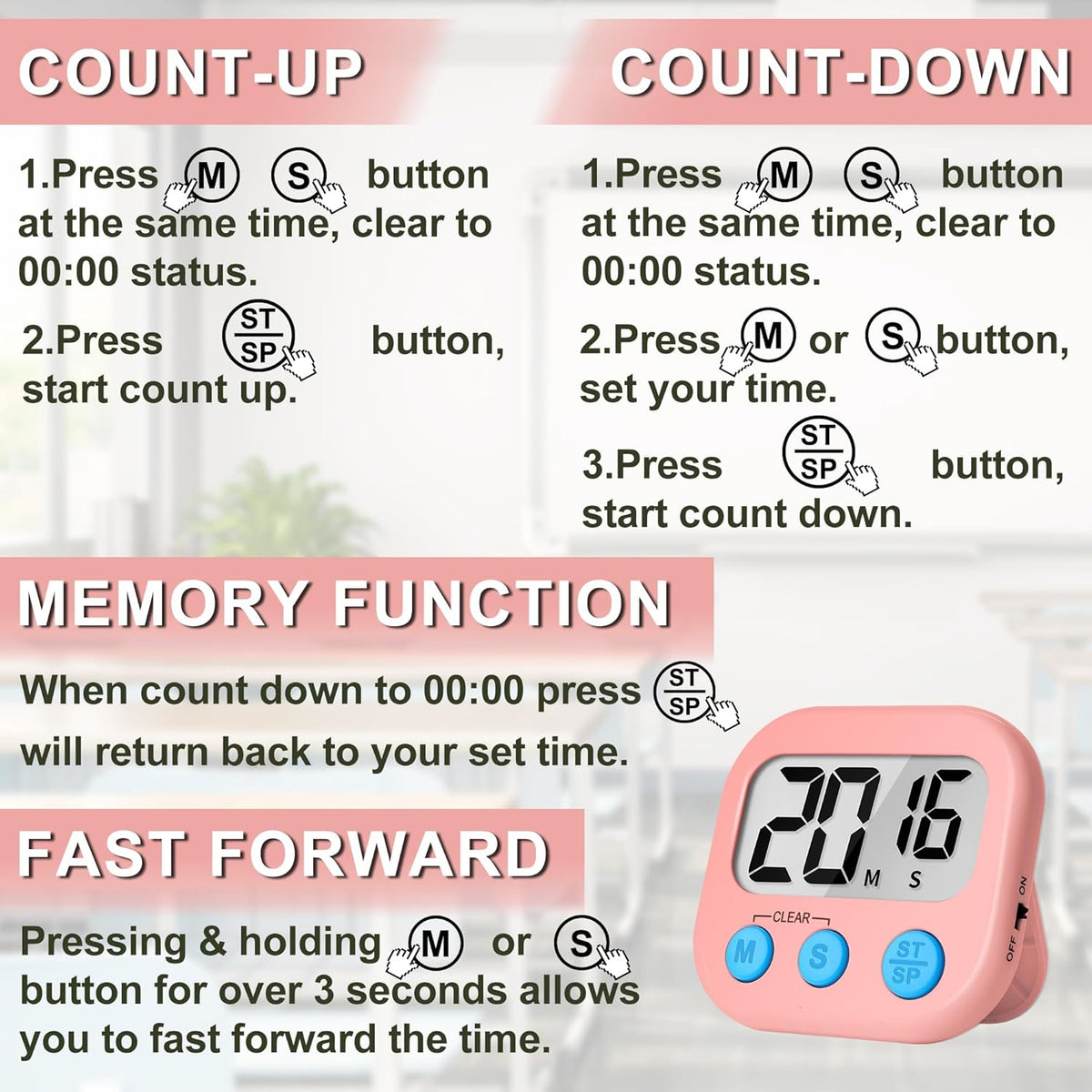 Classroom Timer for Kids Teachers 2 Pack Digital Timers Pur Pk