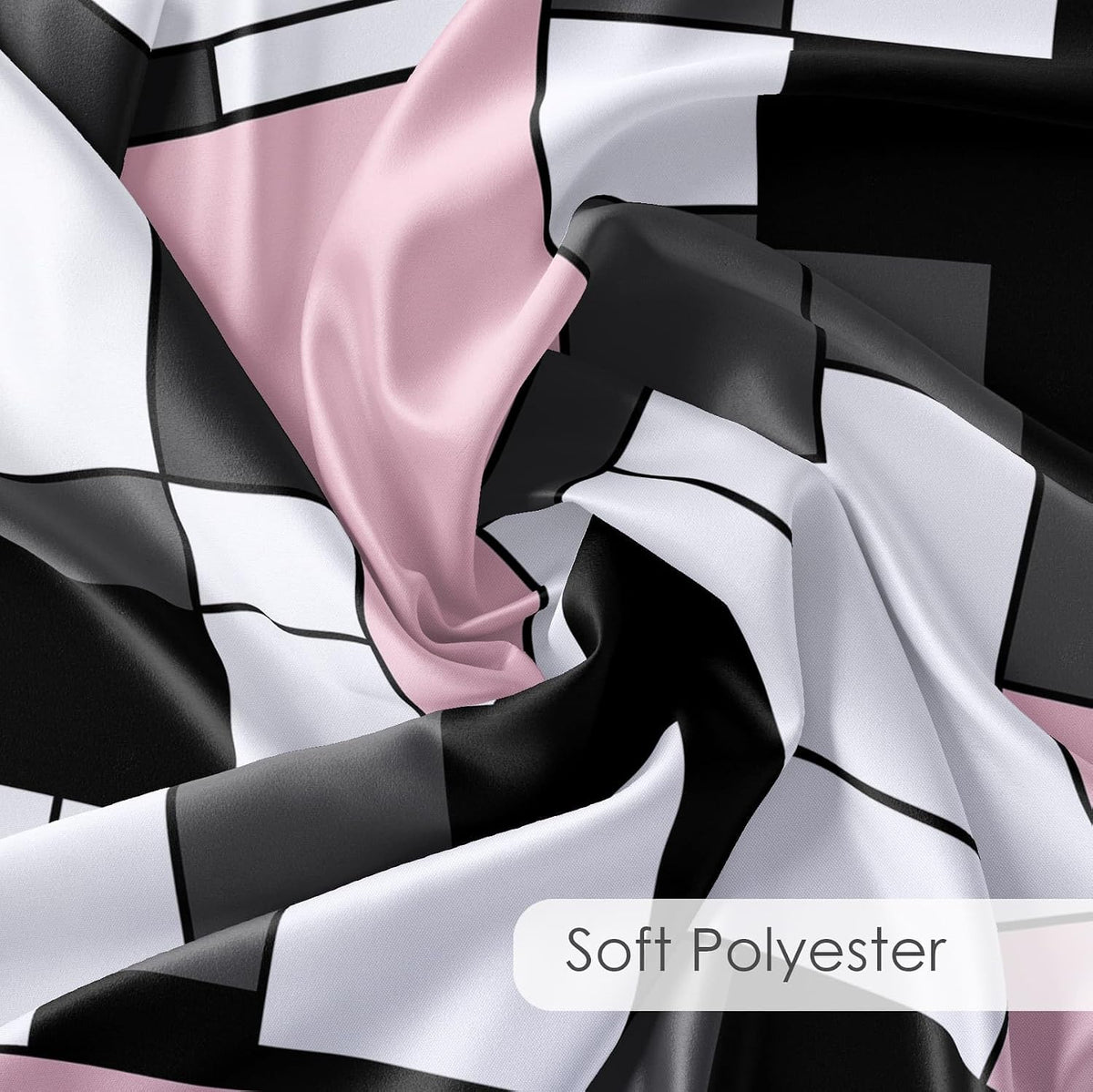 Modern Pink Shower Curtain for Bathroom, Grey Black and White Abstract Mid Century Minimalist Geometric Shower Curtains 72X72 inch Polyester Fabric Bathroom Decoration Bath Curtains Hooks Included
