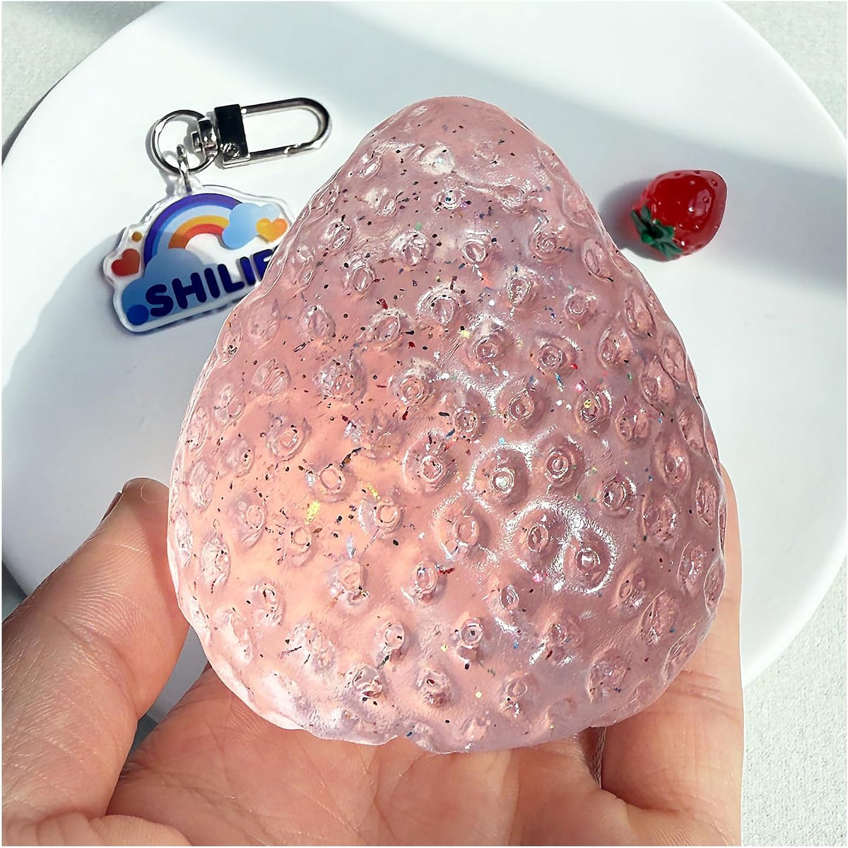 Taba Squishy Strawberry Kawaii Stress Ball , Crystal, 1pcs