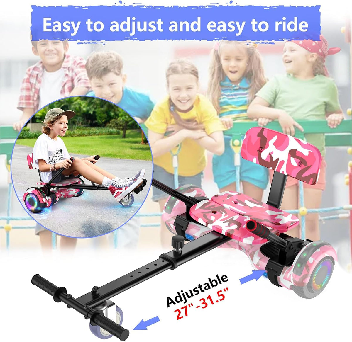 Self-Balancing Scooter with Seat Attachment Adjustable Frame