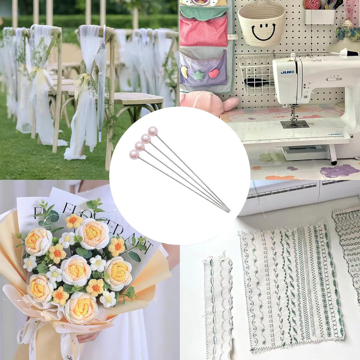 100Pcs Light Pink Corsage Pins, Round Ball Head Sewing Pins
