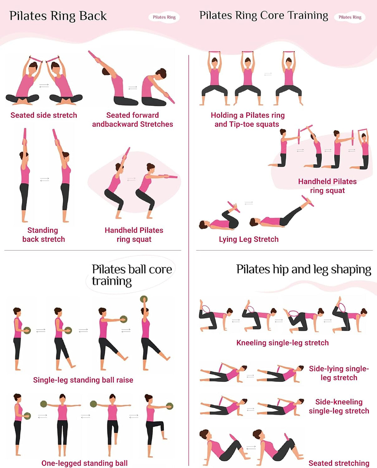 14PCS Pilates Kit for Women,Pilates Circle with TPR-Handle