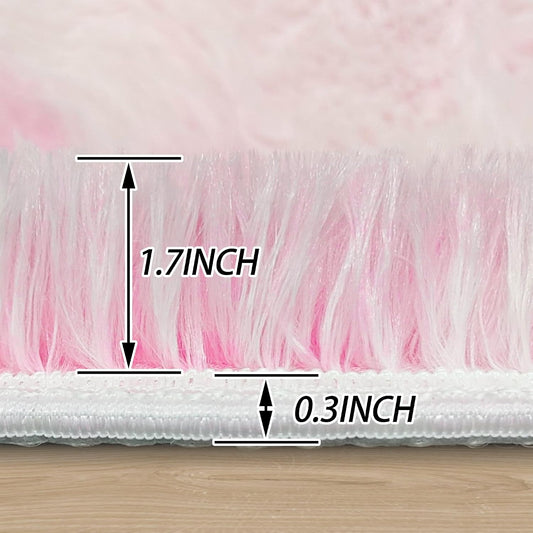 Pink Round Rugs for Bedroom, 3' Circle Area Rugs for Living Room, Tie Dye Colorful Soft and Fluffy Shaggy Carpet for Girls Boys Room Nursery Baby Playroom Unicorn Home Decor Aesthetic, Washable