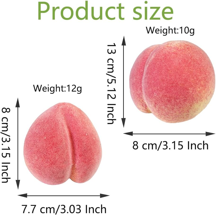 12 Pcs Fake Peaches Artificial Fruits Vivid Pink Peach Lifelike Decorative Fruit Model for Home Kitchen Cabinet Decoration Table Display Supermarket Photography Props