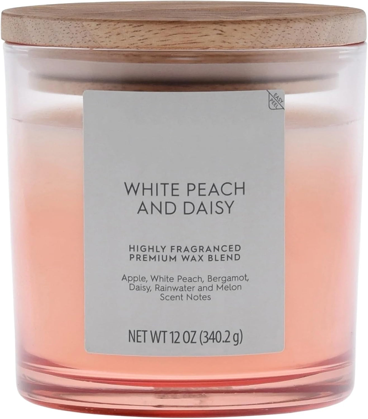 12oz White Peach & Daisy Scented 2-Wick Candle - Ombre Jar Home Fragrance Decor