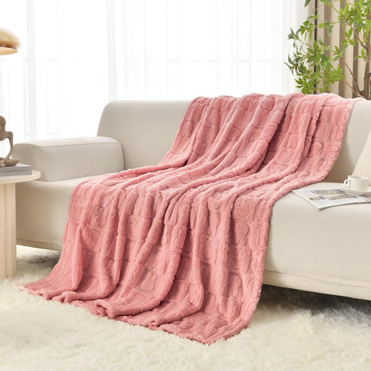Bunny Checkered Throw Blankets,Soft Warm Blankets for Lover Women Men Friends Gifts Pets,Lightweight Fuzzy Blanket for Couch Sofa Bed Travel and Camping(Pink,90"x90")