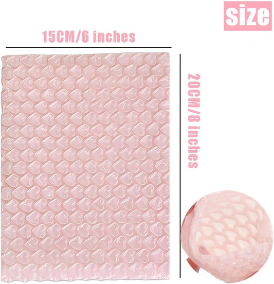Bubble Thicken Shockproof Shipping Bag Pouches,Light Pink Love Packaging Bags,Jewelry Watch Makeup Bags Gift with Sticker and Decorative Bow,10 Pieces