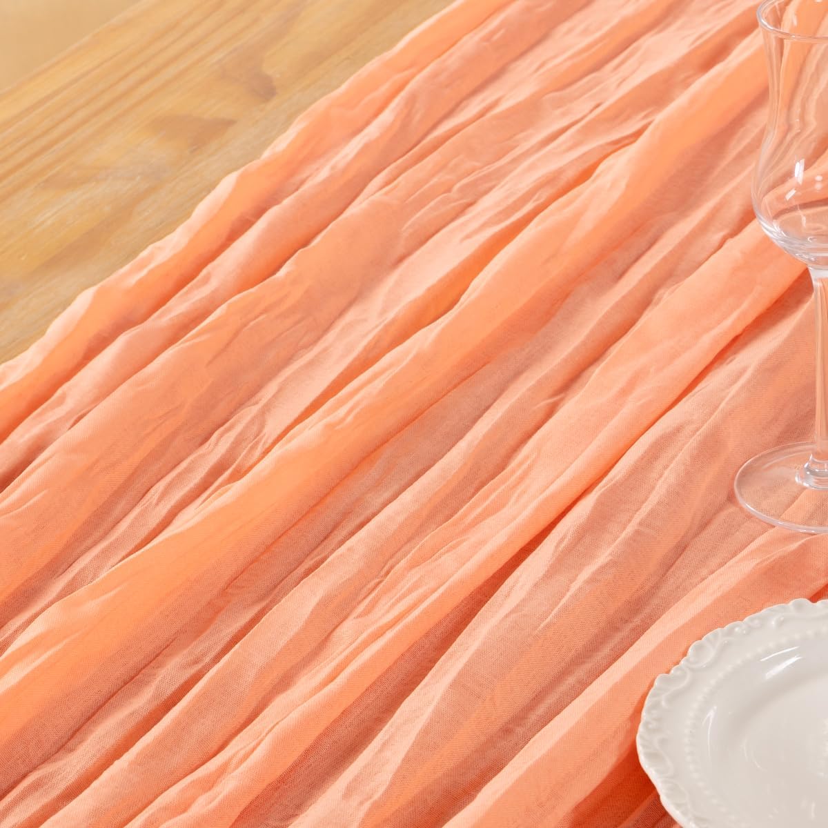 Peach Cheesecloth Table Runner 1 Pack Summer Boho Runner