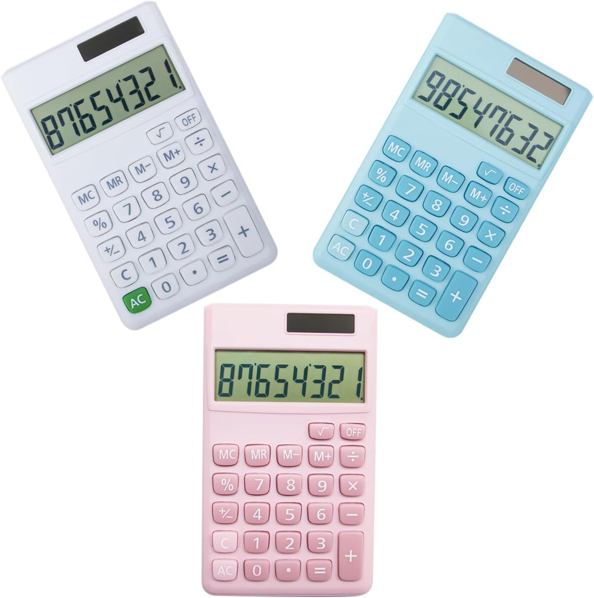 Basic Standard Calculators Small Digital Desktop Calculator with 8-Digit LCD Display, Battery Solar Power Smart Calculator Pocket Size for Kids for Home School (Pink 2pcs)