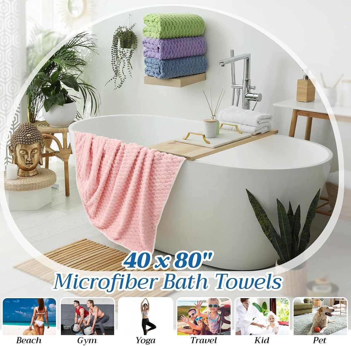 4 Pcs Oversized Bath Towel Extra Large Sheet, Macaron