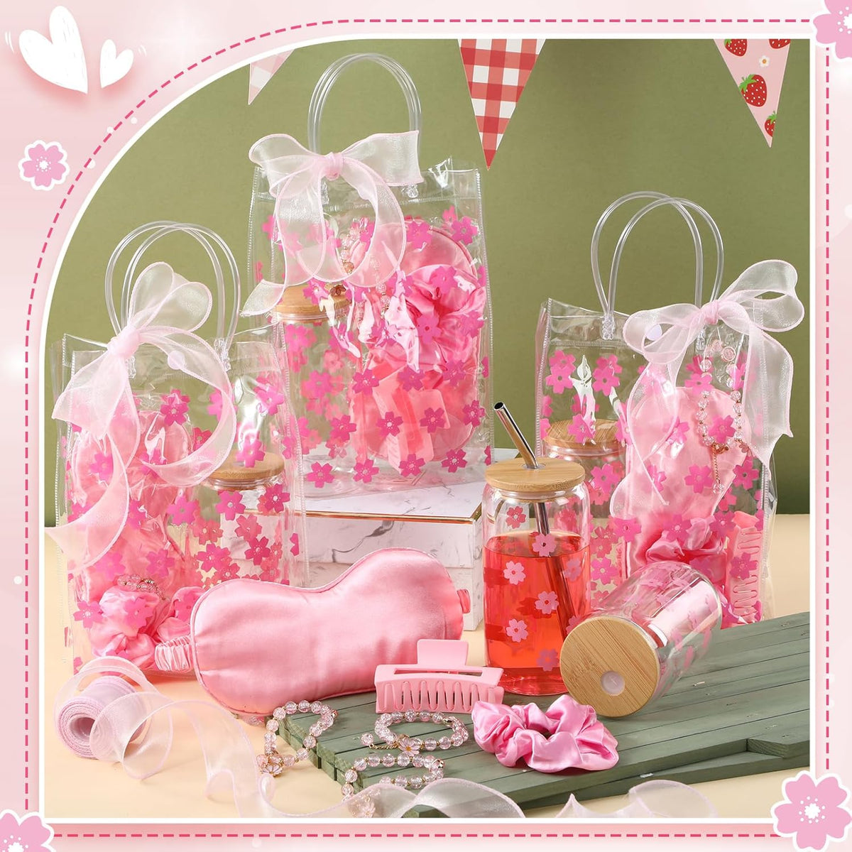 6 Sets Teens Girl Party Favors Bulk Women, Cherry Blossoms, Pink