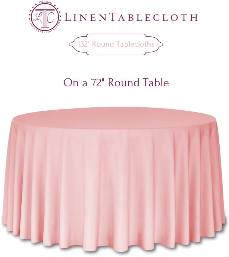 LinenTablecloth 132-Inch Round Polyester Tablecloth Peach