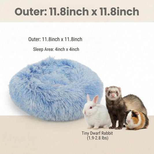 Guinea Pig Bed 11.8 Inch for Small Animal,Washable Small Animal Beds,Hideout Soft & Comfortable Donut Bed for Dwarf Rabbits/Hamster/Hedgehog/Ferrets,Blue and White