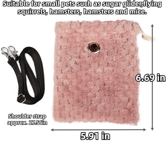 Sugar Glider Bonding Pouch - Soft Sleeping Pouch with Breathable Vent & Drawstring Portable Travel Bag Small Animal Carrier for Sugar Glider Squirrel Hamster Rats Hedgehog Bird Parrot (Pink)
