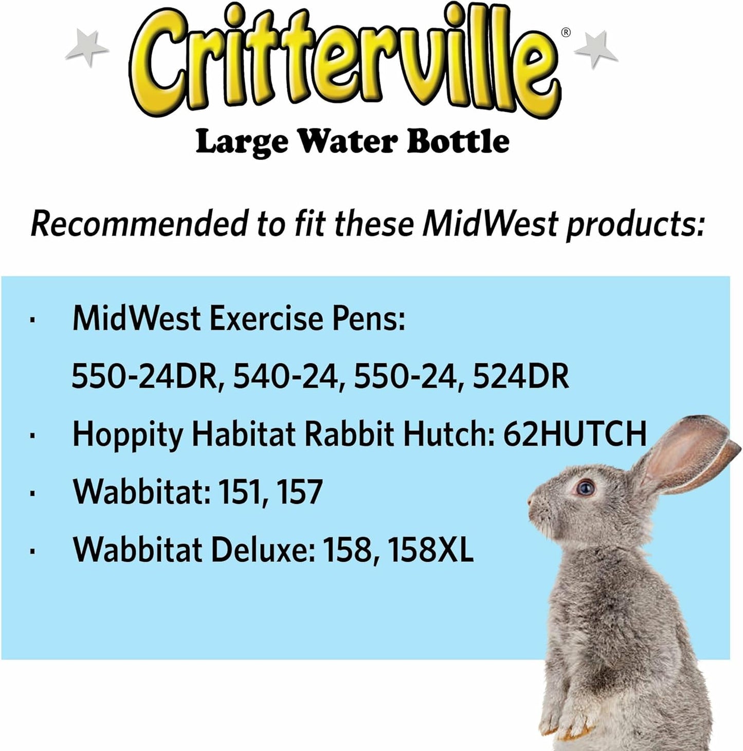 MidWest Homes for Pets Large Animal Water Bottle | Ideal for Hamsters, Mice, Guinea Pigs & Rabbits, Large