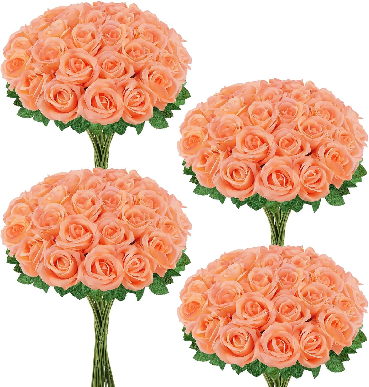 36 Pcs Peach Pink Artificial Roses with Long Stems