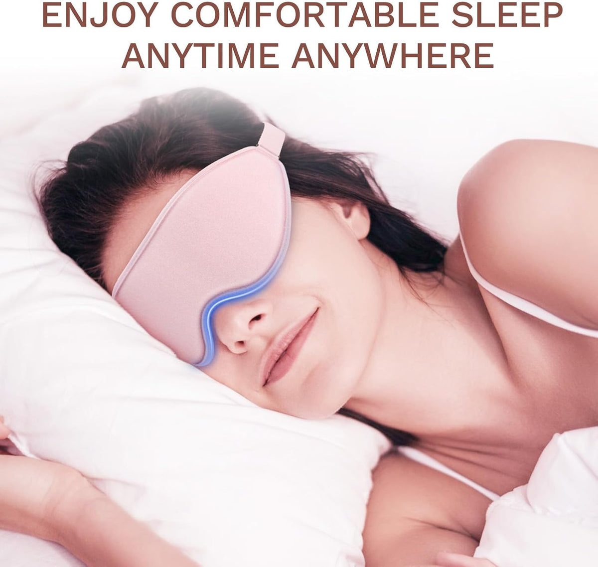 99% Fully Block Out Light Eye Sleep Mask, 3D Deep Contoured Eyes Cover Zero Pressure, Long Lash Extension Eyes Mask with Adjustable Straps for Sleeping Travel Home Nap Rest Women Men (Pink)