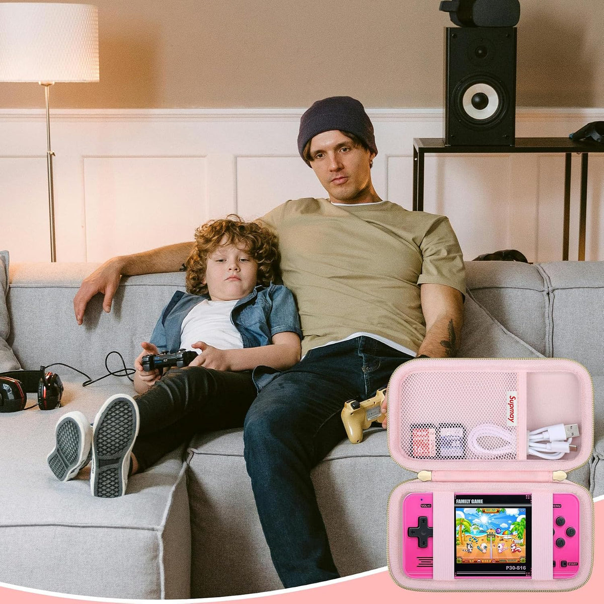 Carrying Case for WELLST-G / for GuaiyeyeAP Kids Handheld Game, Pink