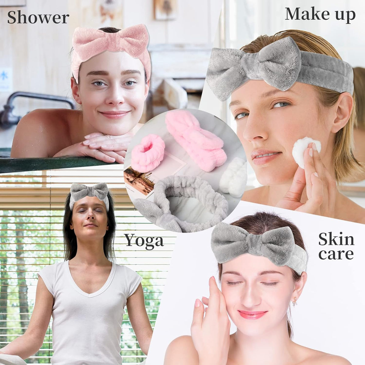 12 PCS Face Wash Headband Wristband Sets for Women and Girls