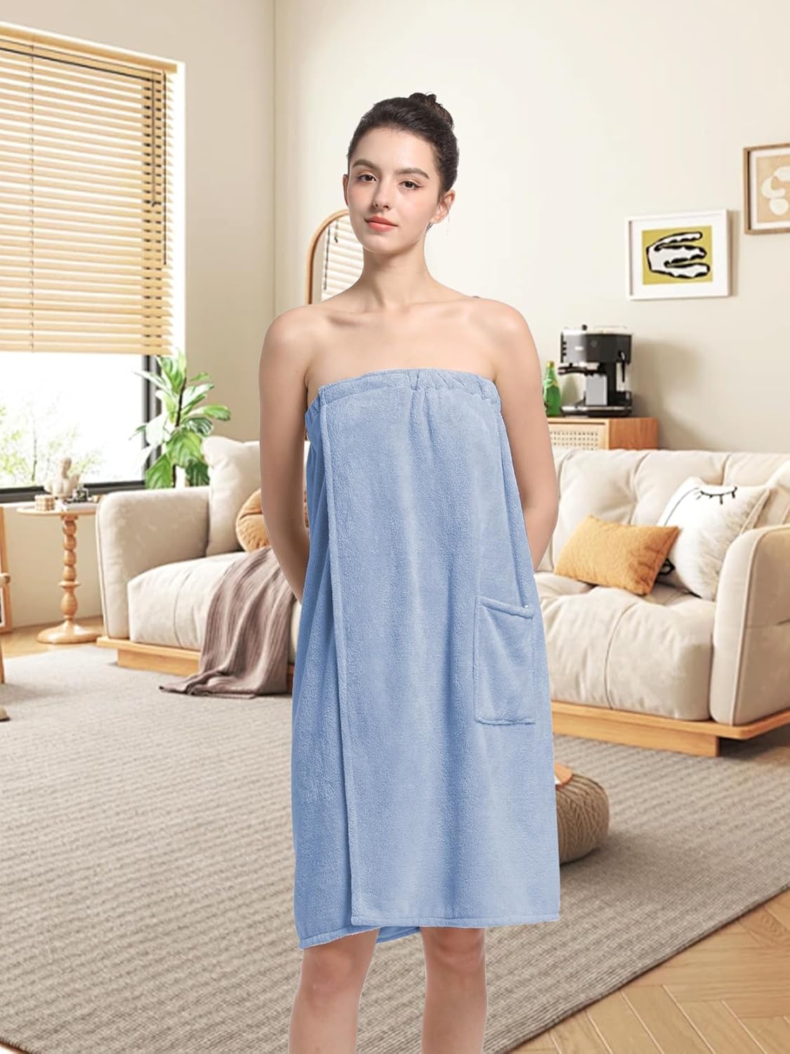 Women'S Soft Wrap Towel Full Length,Bath Robe After Shower Female Plush Long,Spa Bathrobes Lightweight With Pockets