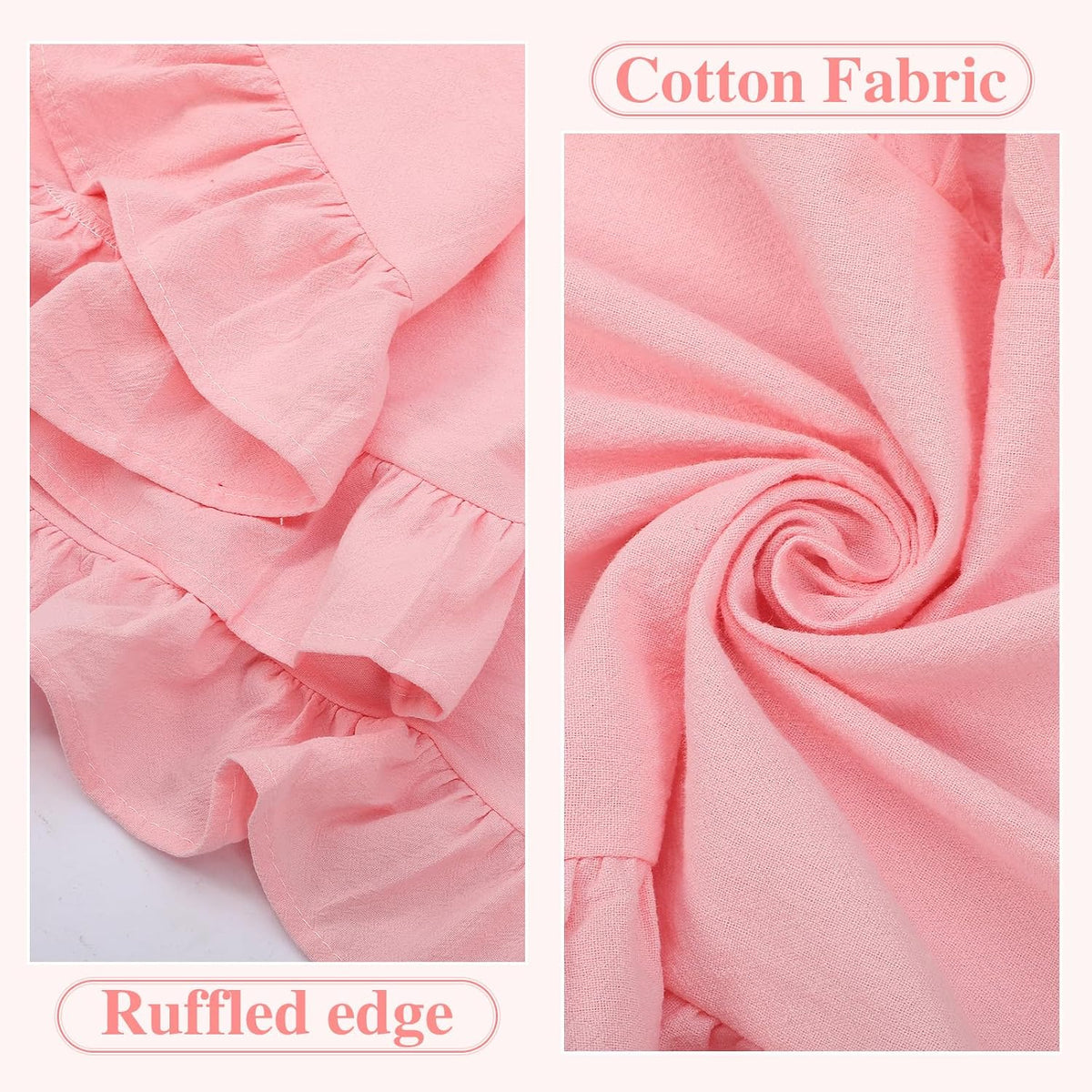 Pink Ruffled Table Runner 118 Inches Long, Scalloped Edge