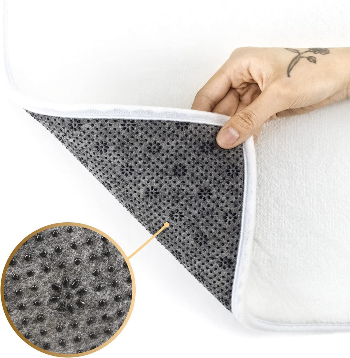 Grey Texture Bath Mat for Bathroom, Pink and Black Marble Texture Modern Abstract Bathroom Rug, Black and White Non Slip Absorbent Bathroom Mat Doormat, 24x16 Inch