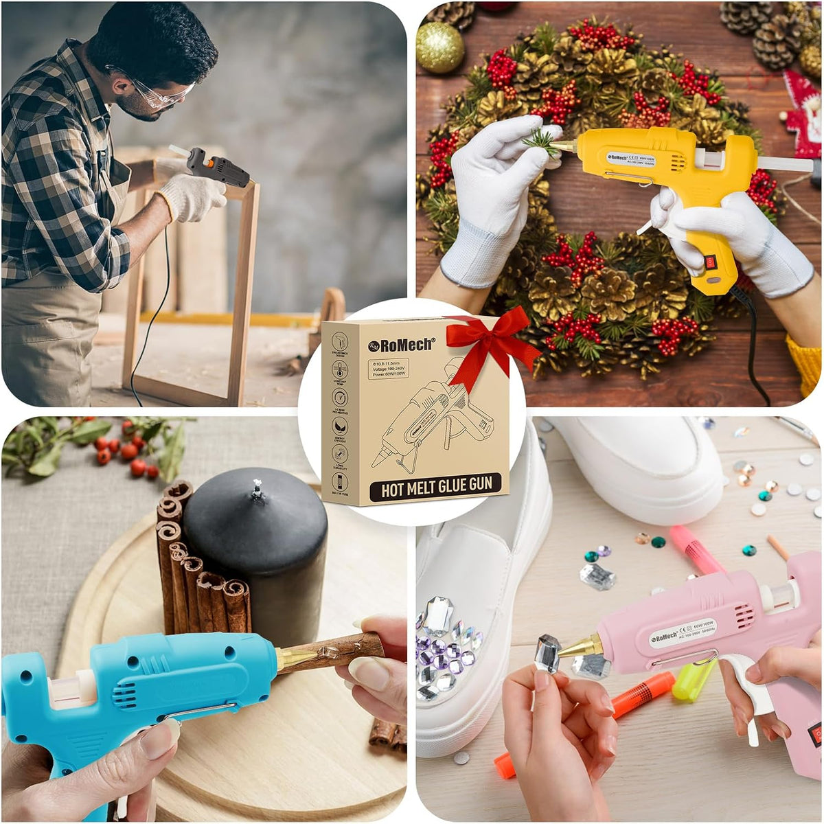 Full Size Hot Glue Gun with 60/100W Dual Power and 21 Hot Glue Sticks (7/16"), Fast Preheating Heavy Duty Industrial Gluegun with Storage Case for Crafting, DIY and Repairs (Pink)