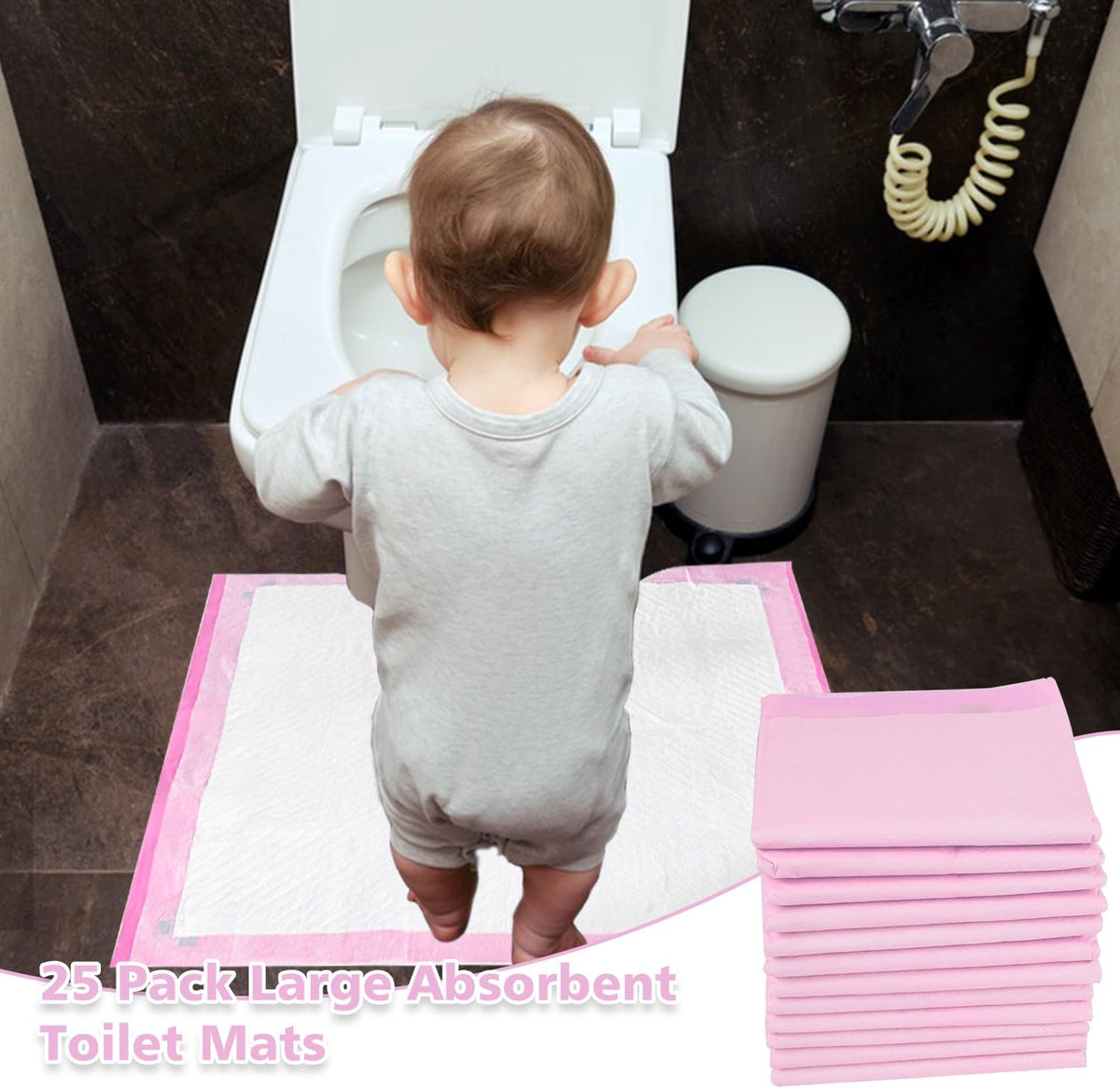 25PCS Disposable Toilet Mats Absorbent Toilet Floor Protector from Urine