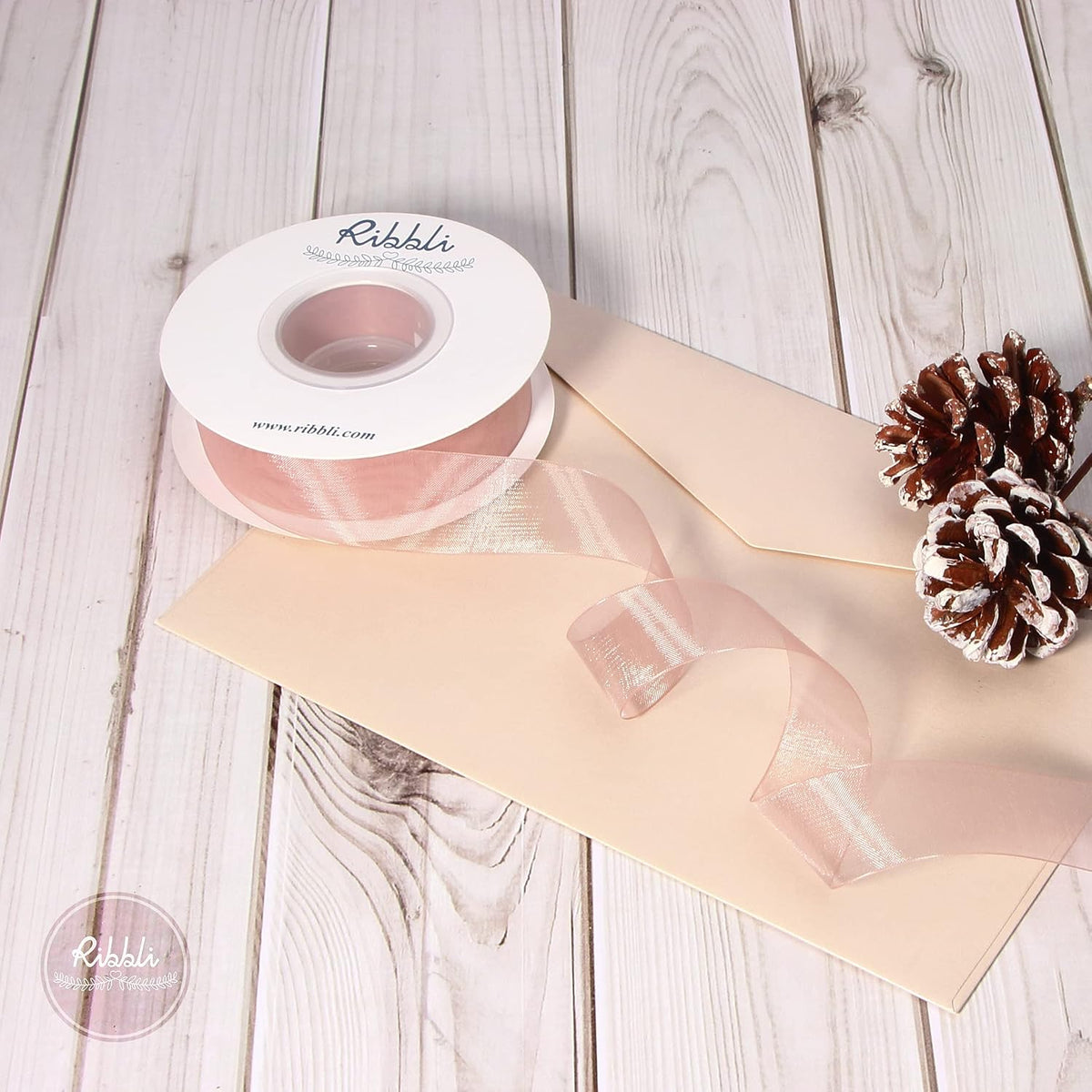 Sweet Nectar Pink Sheer Organza Ribbon,1 Inches x Continuous 50 Yard,Rose Ribbon for Gift Wrapping,Bouquet Wrapping,Wedding Decoration,All Crafting and Sewing