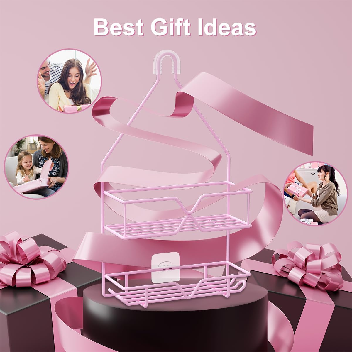 Pink Shower Caddy Over Shower Head, Pink Bathroom Accessories, Gift for Girlfriend, Wife, Little Girl