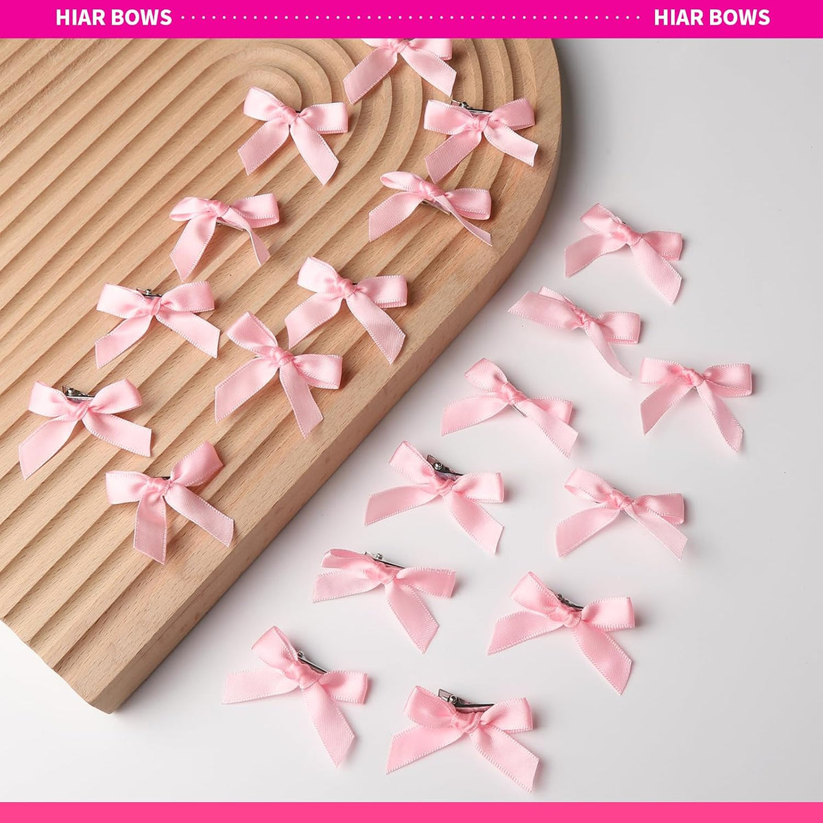 Pink Mini Bows, 20PCS Ribbon Hair Clips Barrettes With Box, Small Bow For Hair, Cute Bowknot, Hair Accessories For Women Girls