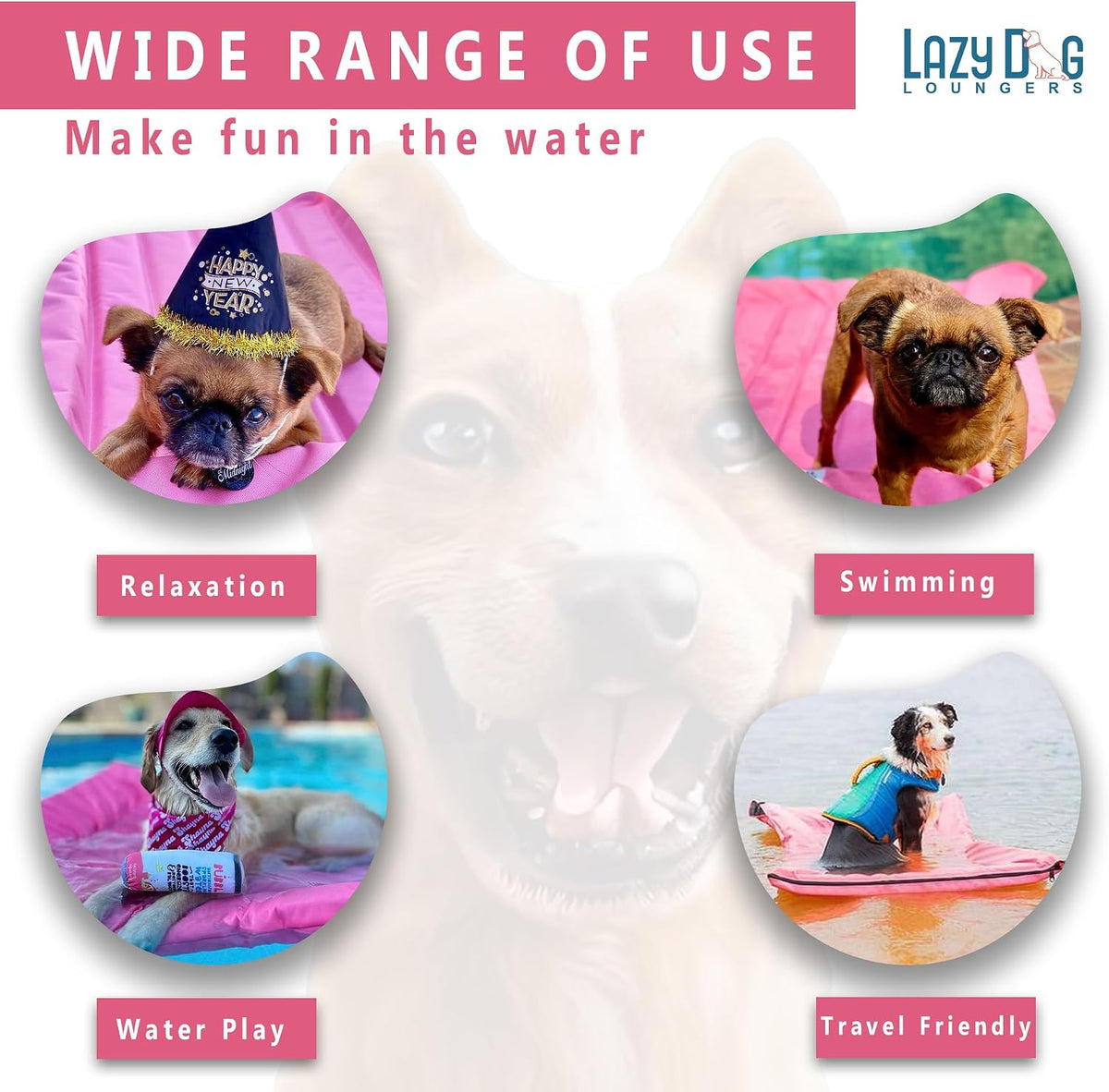 Dog Pool Float, Raft for Dogs and Pets - Semi-Submersible to Keep Your Dog Cool - Lake, Pool, River and Boat (Small, Pink)